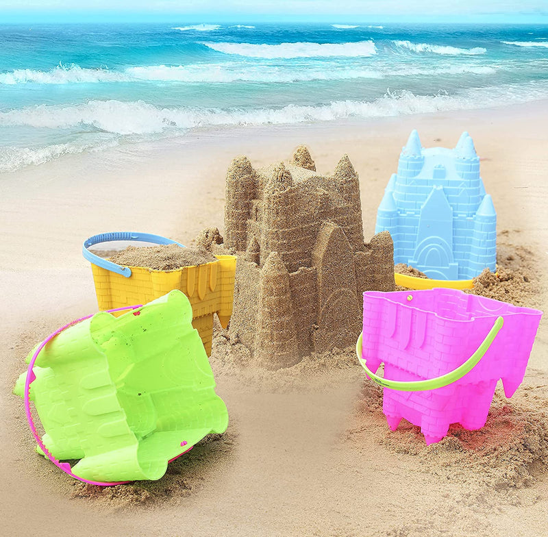 Castle Beach Buckets with Mesh Bag, 4 Pcs