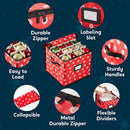Christmas Ornament Storage Box with Ornament Pattern (Red)