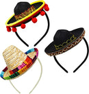 Cinco De Mayo Fiesta Fabric And Straw Sombrero Headbands