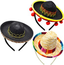 Cinco De Mayo Fiesta Fabric And Straw Sombrero Headbands