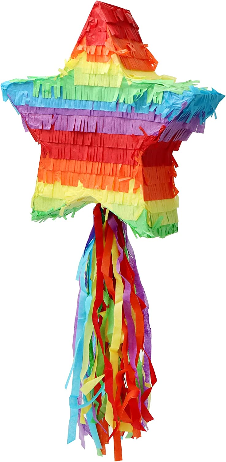 Mexican Star Pinata,Festive Rainbow Pinatas Party Decorations,32 Inch Large  Authentica Birthday Pinata for Kids Birthday Party, 5 de Mayo,4th of July