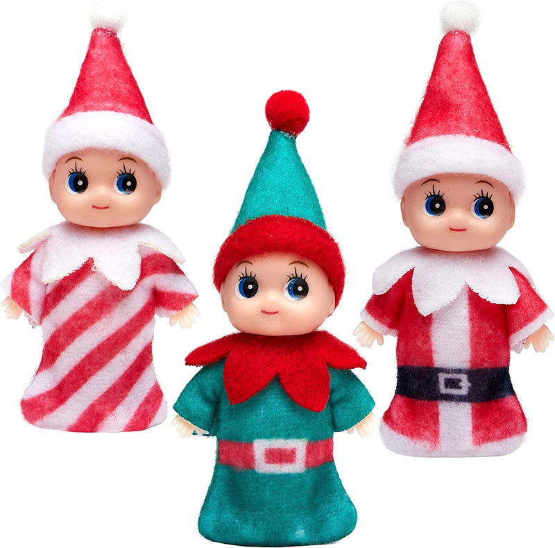 Colorful Costume Vinyl Face Plush Dolls for Christmas, 3 Pcs