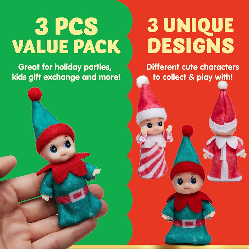Colorful Costume Vinyl Face Plush Dolls for Christmas, 3 Pcs