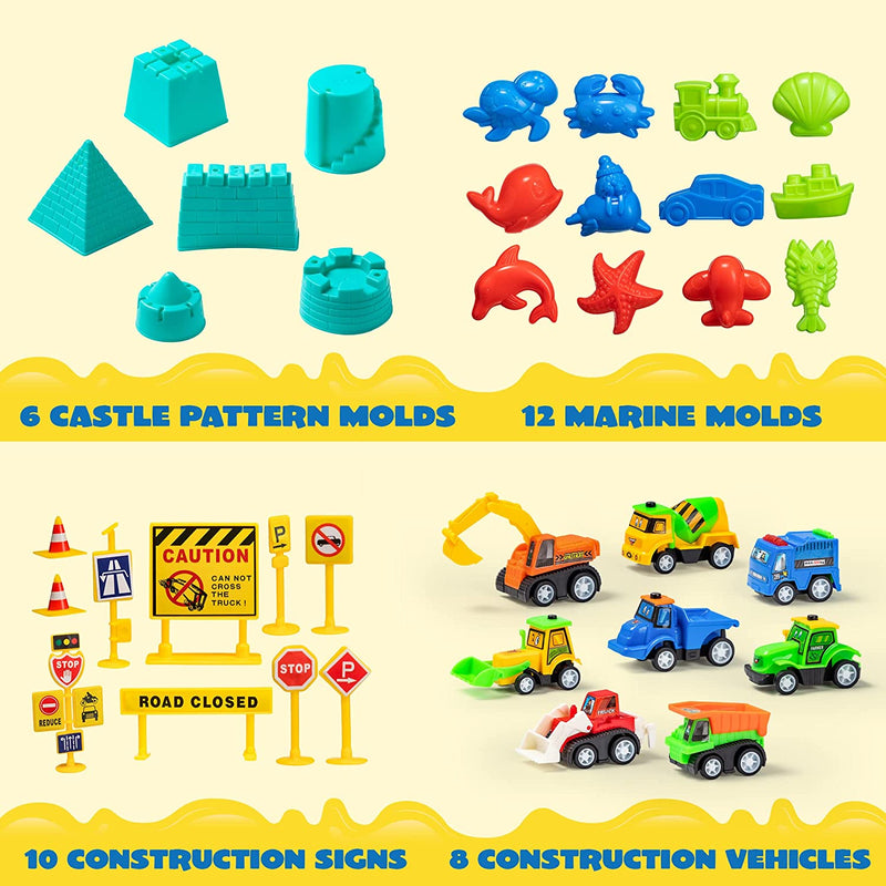 Play Construction Sand Kit, 51PCS Beach Toys for Kids