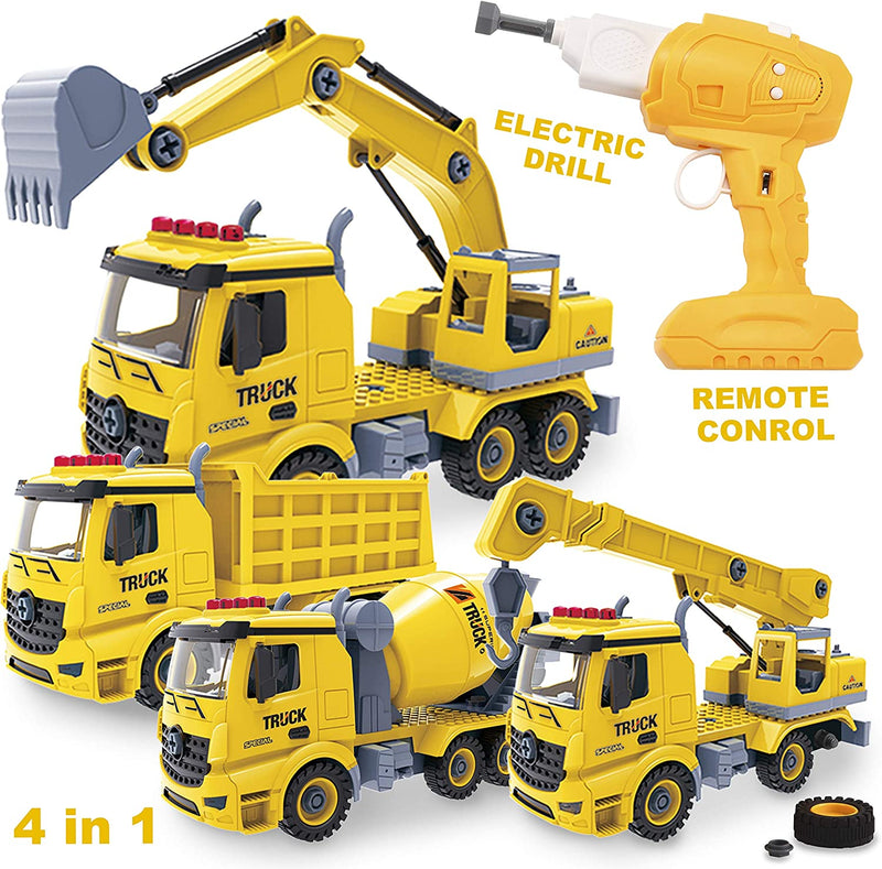 Construction Truck Remote Control 4 In 1 Take Apart Car Toys
