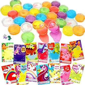 28Pcs Dinosaur And Unicorn with Valentines Day Cards for Kids-Classroom Exchange Gifts