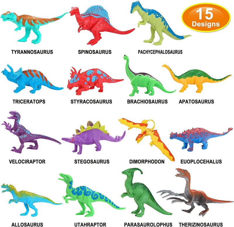 Dinosaur Figures with Booklet, Cars & Map, 15 Pcs