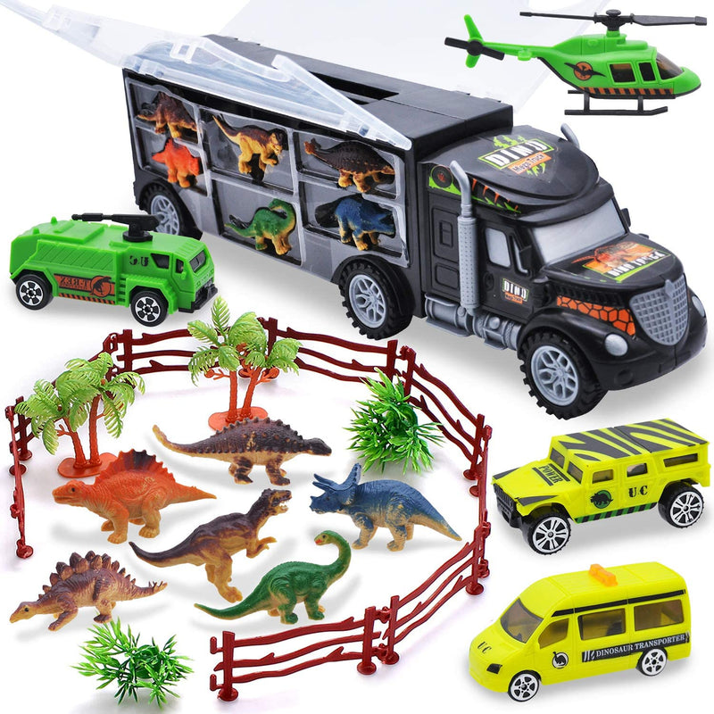 Dinosaur Transport Car Carrier Truck with 6 Pcs Dinosaur and 4 Pcs Cars