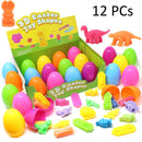 12Pcs Clay Dough Doh and 3D Dinosaur Prefilled Easter Eggs