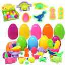12Pcs Clay Dough Doh and 3D Dinosaur Prefilled Easter Eggs