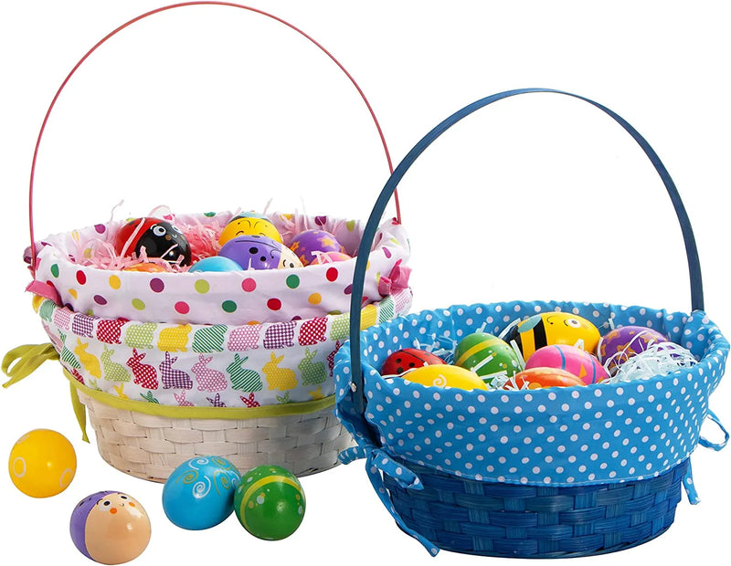 3Pcs Bamboo Easter Baskets with Polka Dots Lining