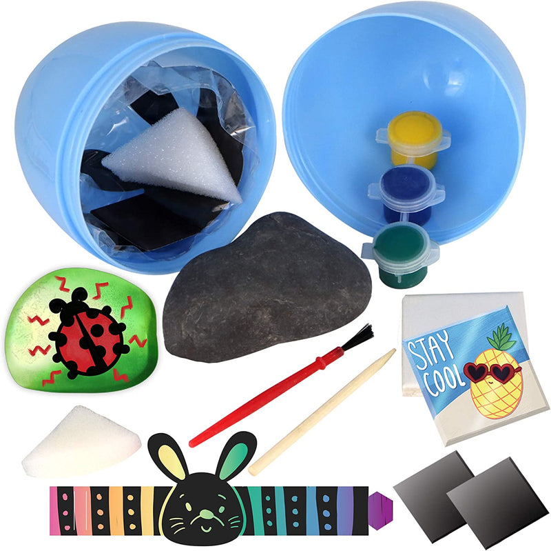 12Pcs Prefilled Easter Eggs with DIY Art and Craft Rock Painting Kit