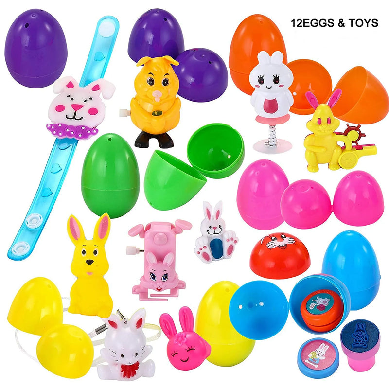 12Pcs Wind up Bunny Rabbit Prefilled Easter Eggs 3.25in