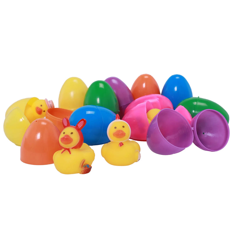 12Pcs 3.2in Rubber Ducks Prefilled Easter Eggs for Easter Egg Hunt