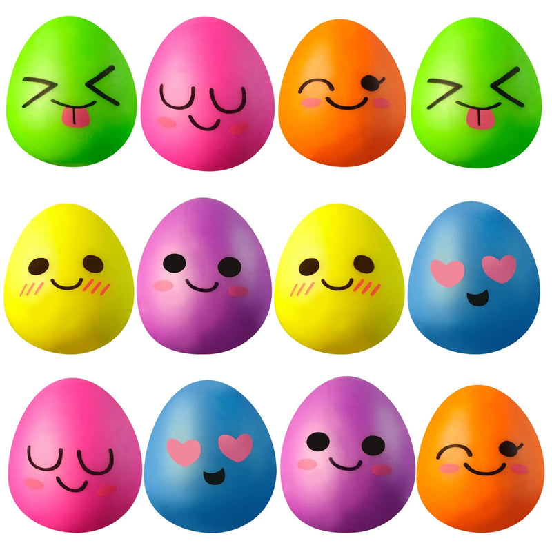 12Pcs Glow in the Dark Emotion Squishies Prefilled Easter Eggs 3.2in