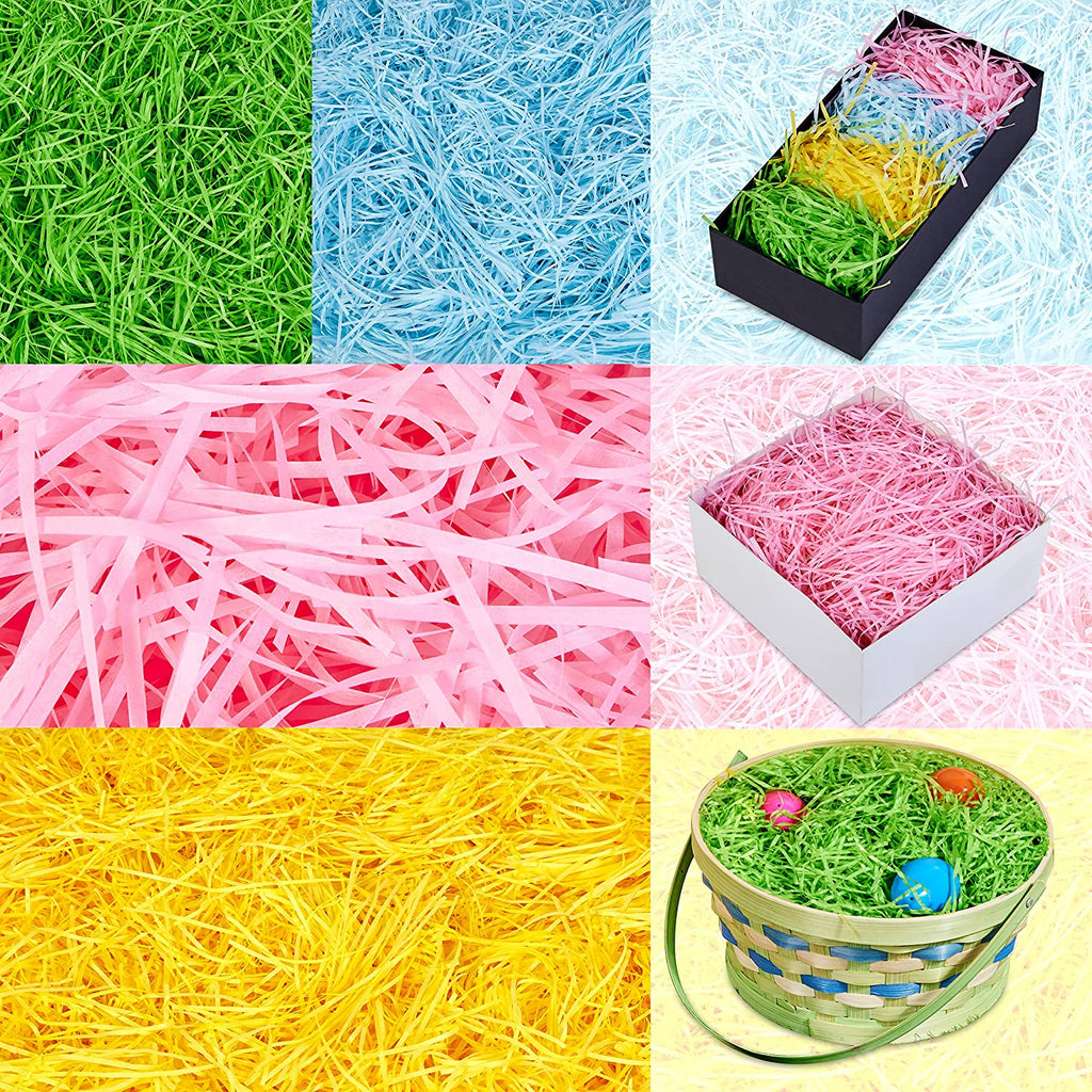JOYIN 12Oz Easter Grass 6 Colors Recyclable Paper Shred for Easter