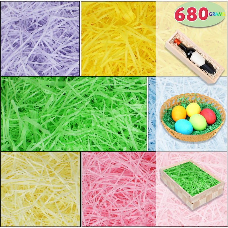 Easter Grass 6 Colors Recyclable Paper Shred, 12 oz - JOYIN