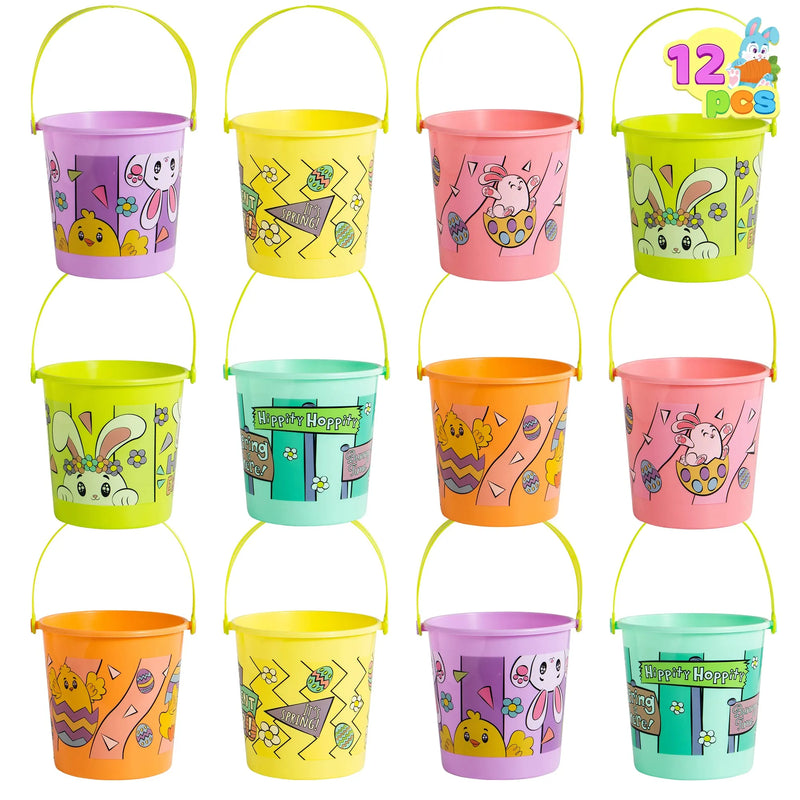 12Pcs Bunny Plastic Easter Baskets with Handles
