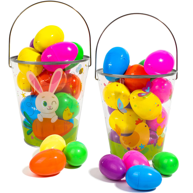 2Pcs Transparent Bunny and Chicken Easter Basket Plastic