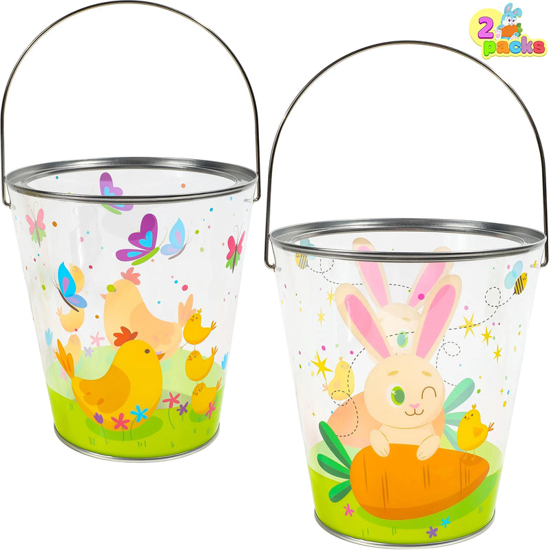 2Pcs Transparent Bunny and Chicken Easter Basket Plastic