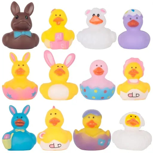 24Pcs Easter Rubber Duckies Toys
