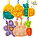 12Pcs Easter Squeeze Push Bubble Silicone Keychain