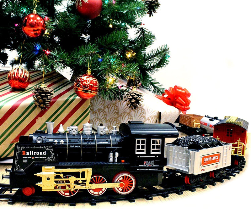 Electric Train Set for Around Christmas Tree with Lights(Large)