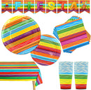 Fiesta Party Supplies in Wave Line Pattern, 82 Pieces
