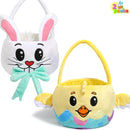 2Pcs 3D Bunny and Chick Plush Easter Basket