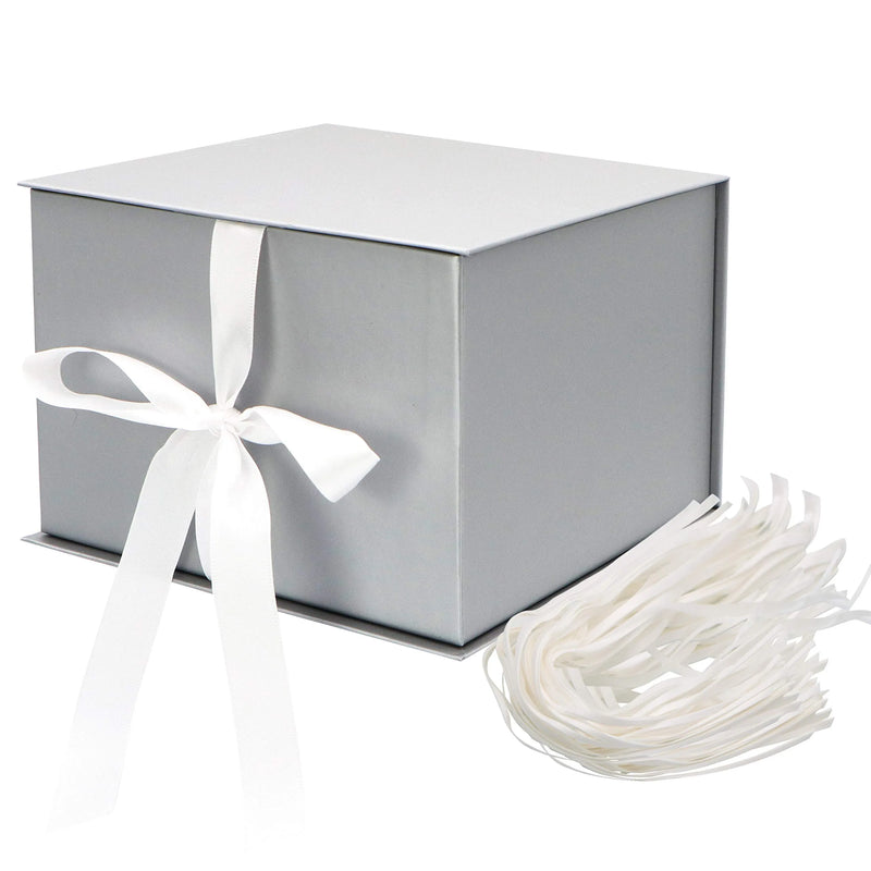 2Pcs Grey Gift Box with Paper Fill