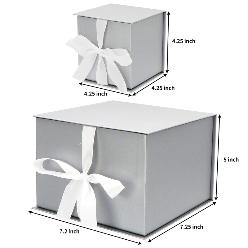 2Pcs Grey Gift Box with Paper Fill
