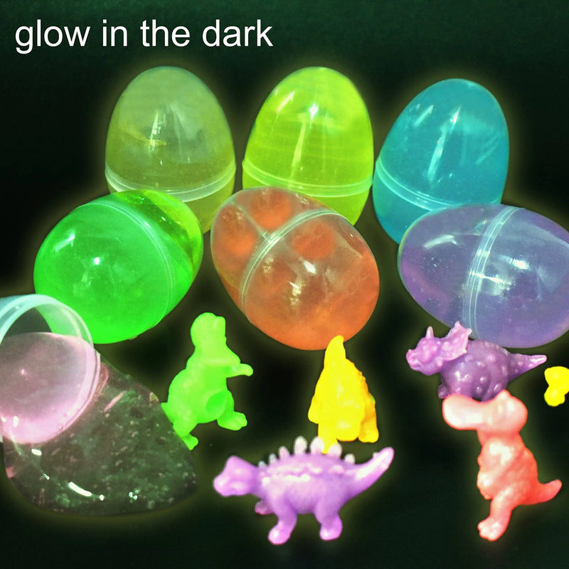 12Pcs Glow in the Dark Slime and Dinosaurs Prefilled Easter Eggs