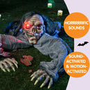 Halloween Animated Zombie Groundbreaker with Decayed Face