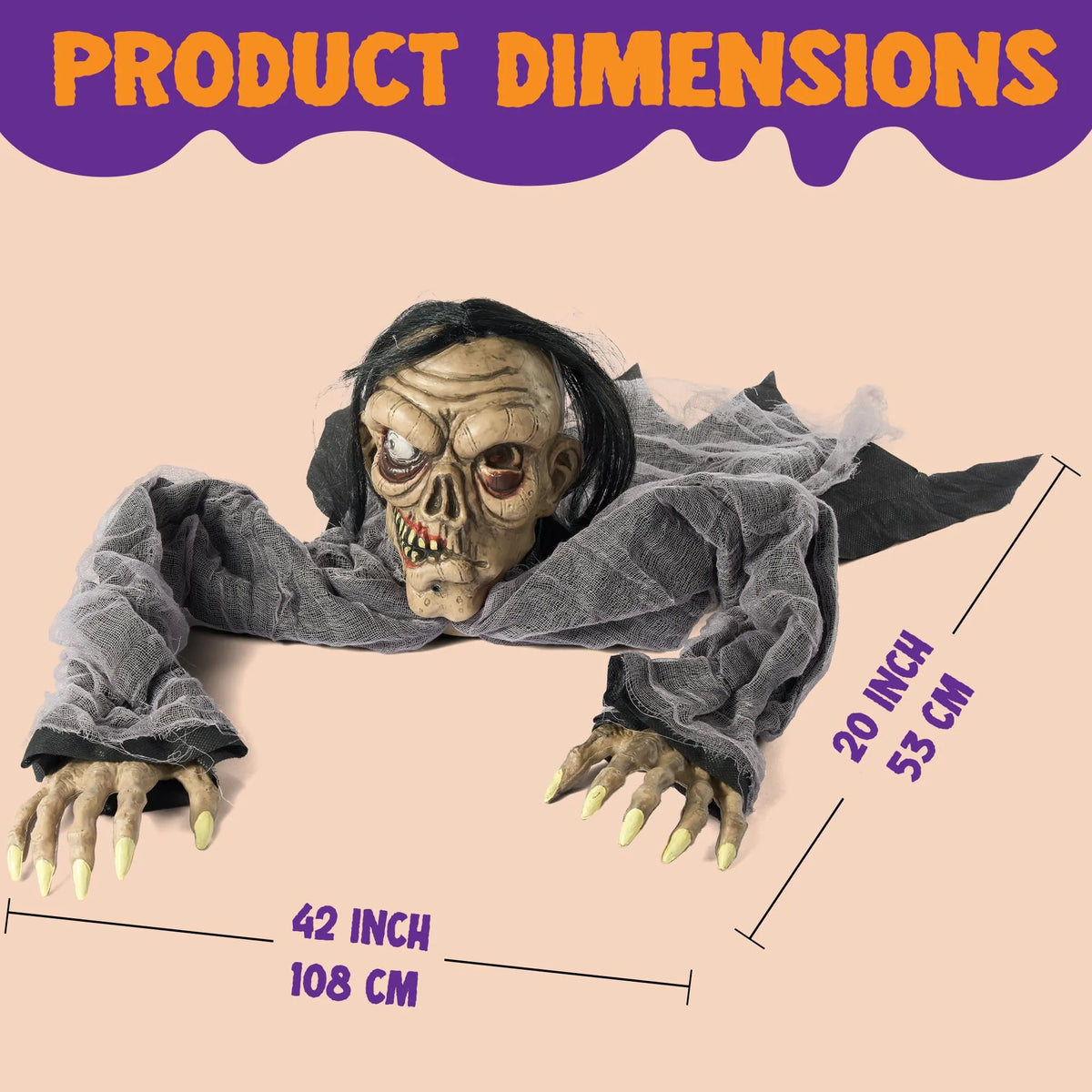 Halloween Animated Zombie Groundbreaker with Decayed Face