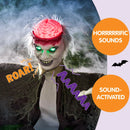 Halloween Zombie Groundbreaker Decorations with Light-up Brain and Movable Hands
