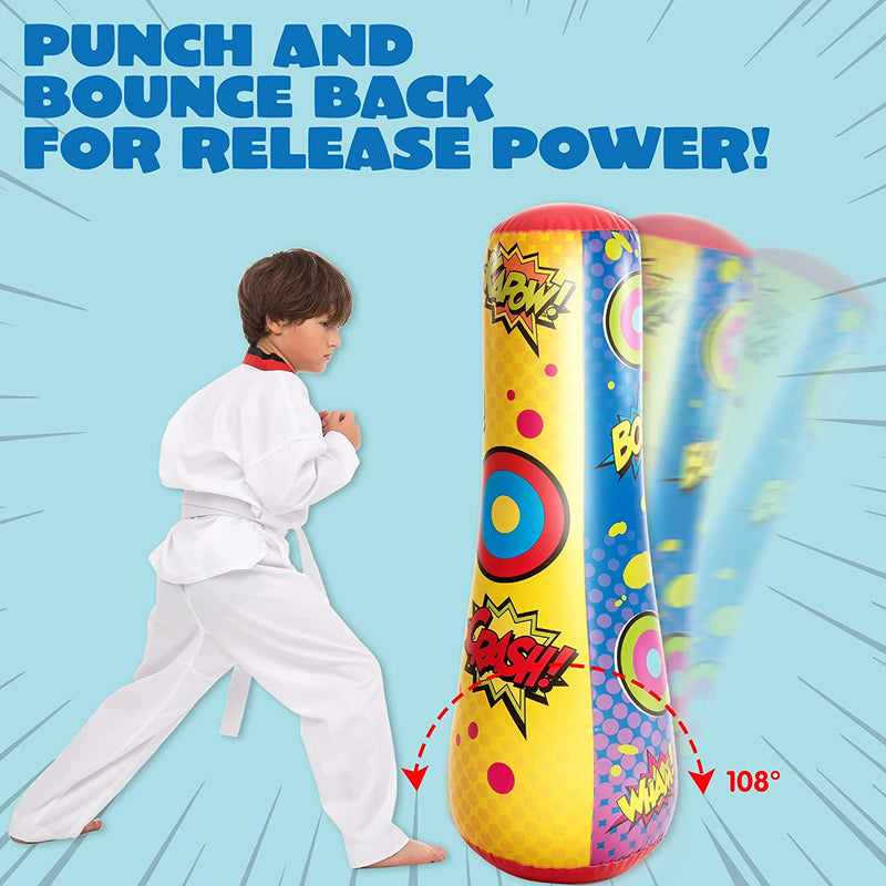 Inflatable Bopper Punching Bag with Bounce-Back Action