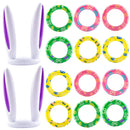 2 Sets of Easter Bunny Ears Hats and 12Pcs Colorful Toss Rings