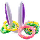 2 Sets of Easter Bunny Ears Hats and 12Pcs Colorful Toss Rings
