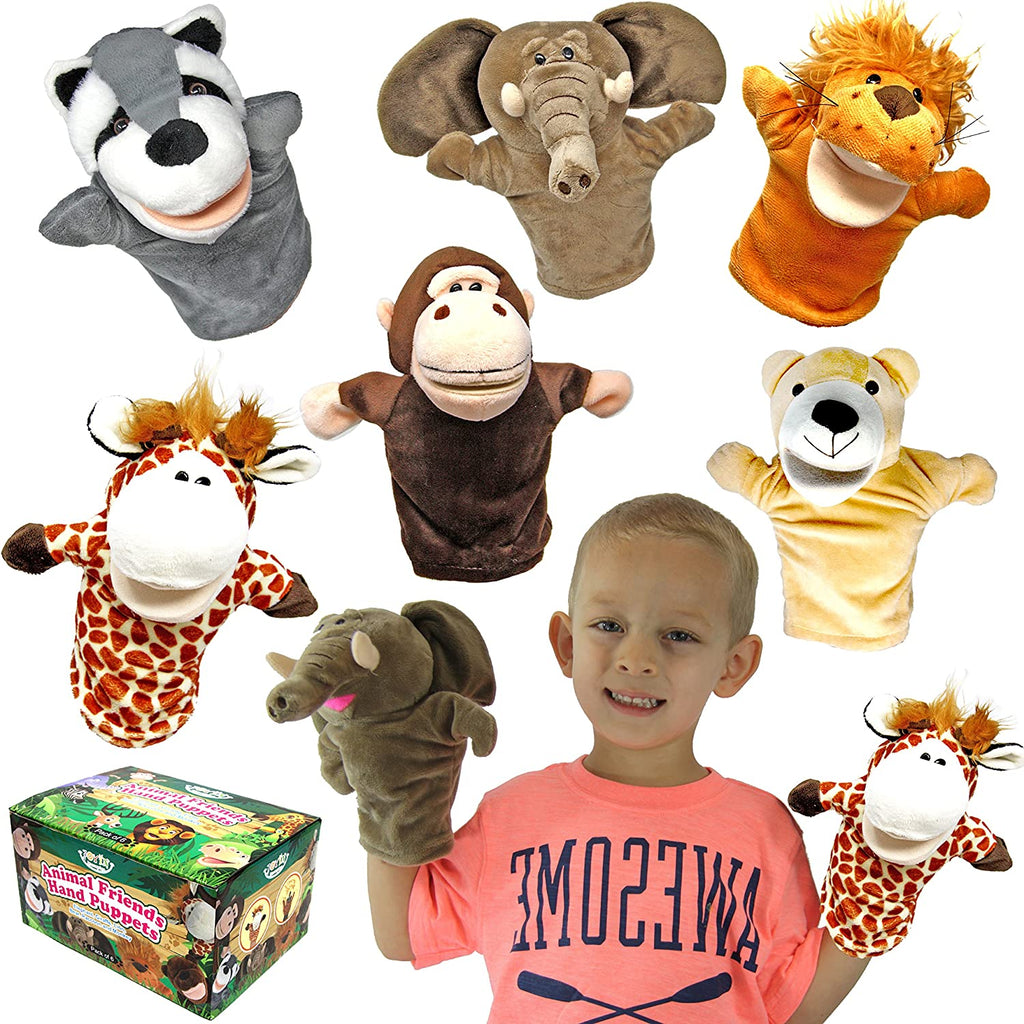 JOYIN Animal Friends Deluxe Kids Hand Puppets with Working Mouth (Pack of 6) for