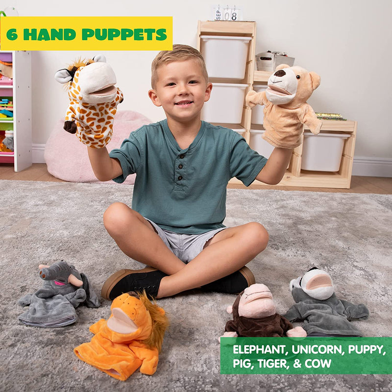 JOYIN - Animal Friends Kids Hand Puppets, 6 Pack