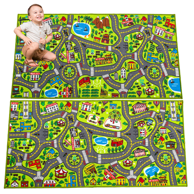 Kids Car Road Rugs City Map Play Mat for Classroom/baby Room Non
