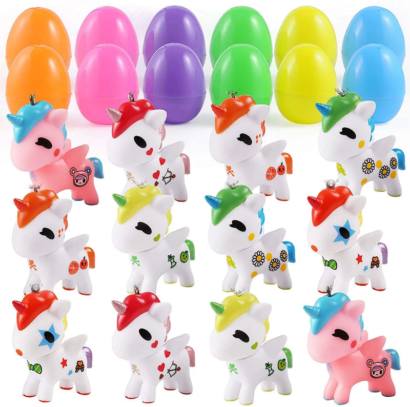 12Pcs Unicorn Keychains Prefilled Easter Eggs