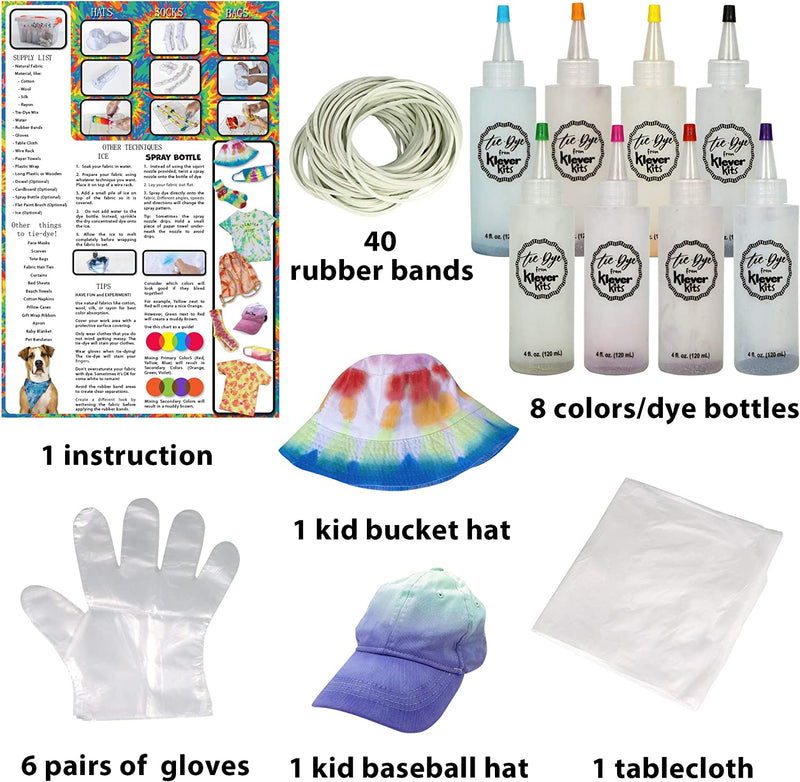 KLEVER KITS - DIY Tie Dye Kits with Cotton Caps and Storage Box