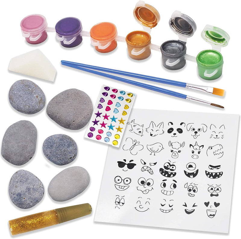 Klever Kits 12 Rock Painting Kit, Creativity Arts & Crafts, DIY Supplies, Spring Crafts for Kids, Decorate Your Own Painting Craft, Family