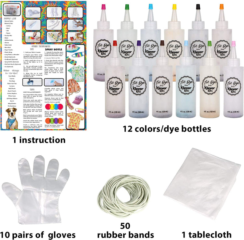 KLEVER KITS -  Tie Dye DIY Kit with Colors Powder Dye