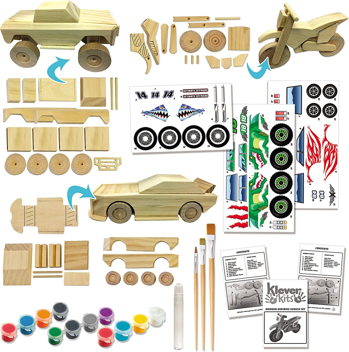 KENT KIDWELL ケント・キッドウェル　ヘッドマーチャントガレージキット KLEVER KITS - Wooden Racing Vehicles Construct and Paint Craft Kit,144