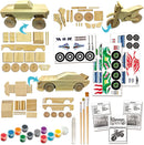 KLEVER KITS - Wooden Racing Vehicles Construct and Paint Craft Kit,144 Pcs