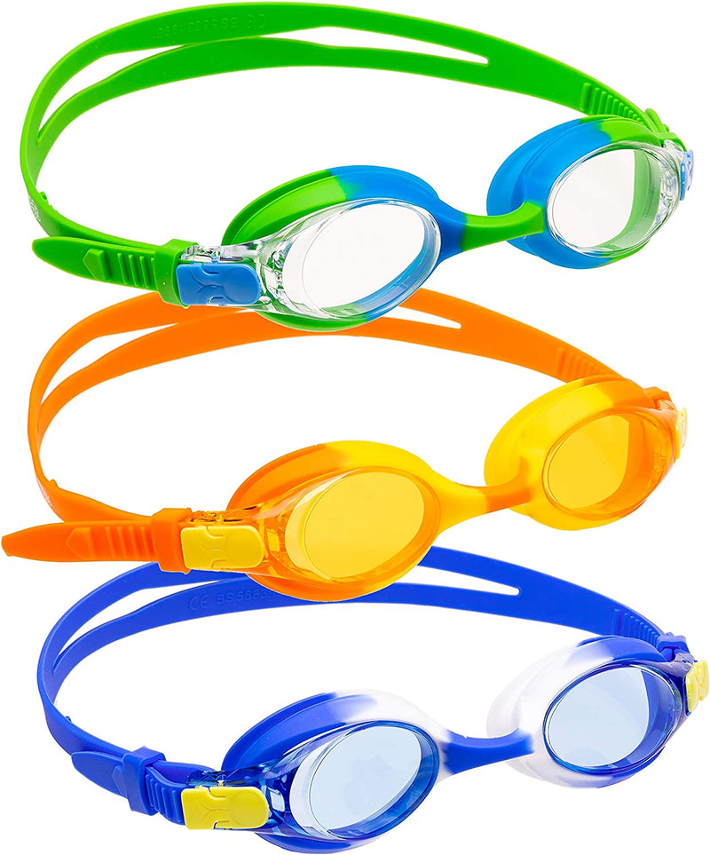 Kids Swim Goggle (Orange, Blue & Green), 3 Pack