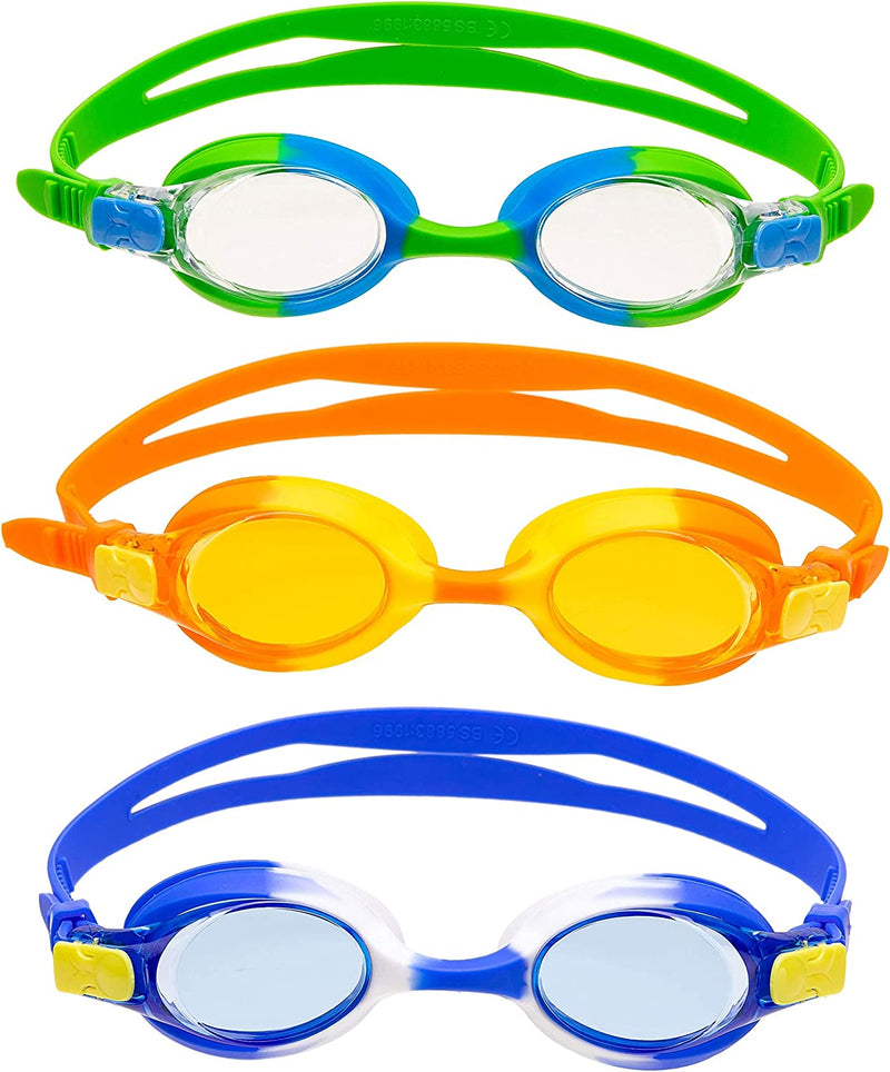 Kids Swim Goggle (Orange, Blue & Green), 3 Pack