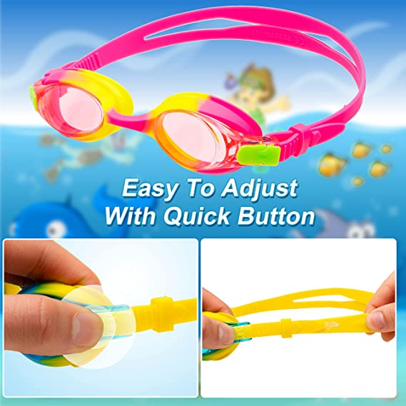 Kids Swim Goggle (Yellow & Pink), 2 Pack